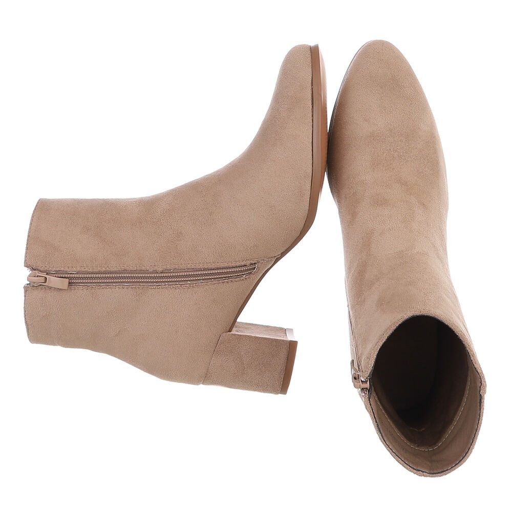 Ital-Design Damen Kniehochstiefel mit Blockabsatz, Schlupfform Stiefelette (92078810) Blockabsatz Stiefeletten in Hellbraun