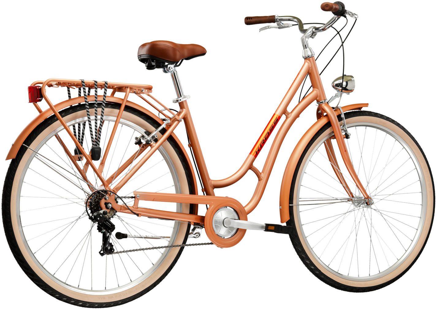 Kross Cityrad Citybike Damen 28" Sentio Classic braun 7 Gänge mit Beleuchtung 2026, 7 Gang Shimano TOURNEY TY200 Schaltwerk, Kettenschaltung, Rahmen aus Aluminium Performance