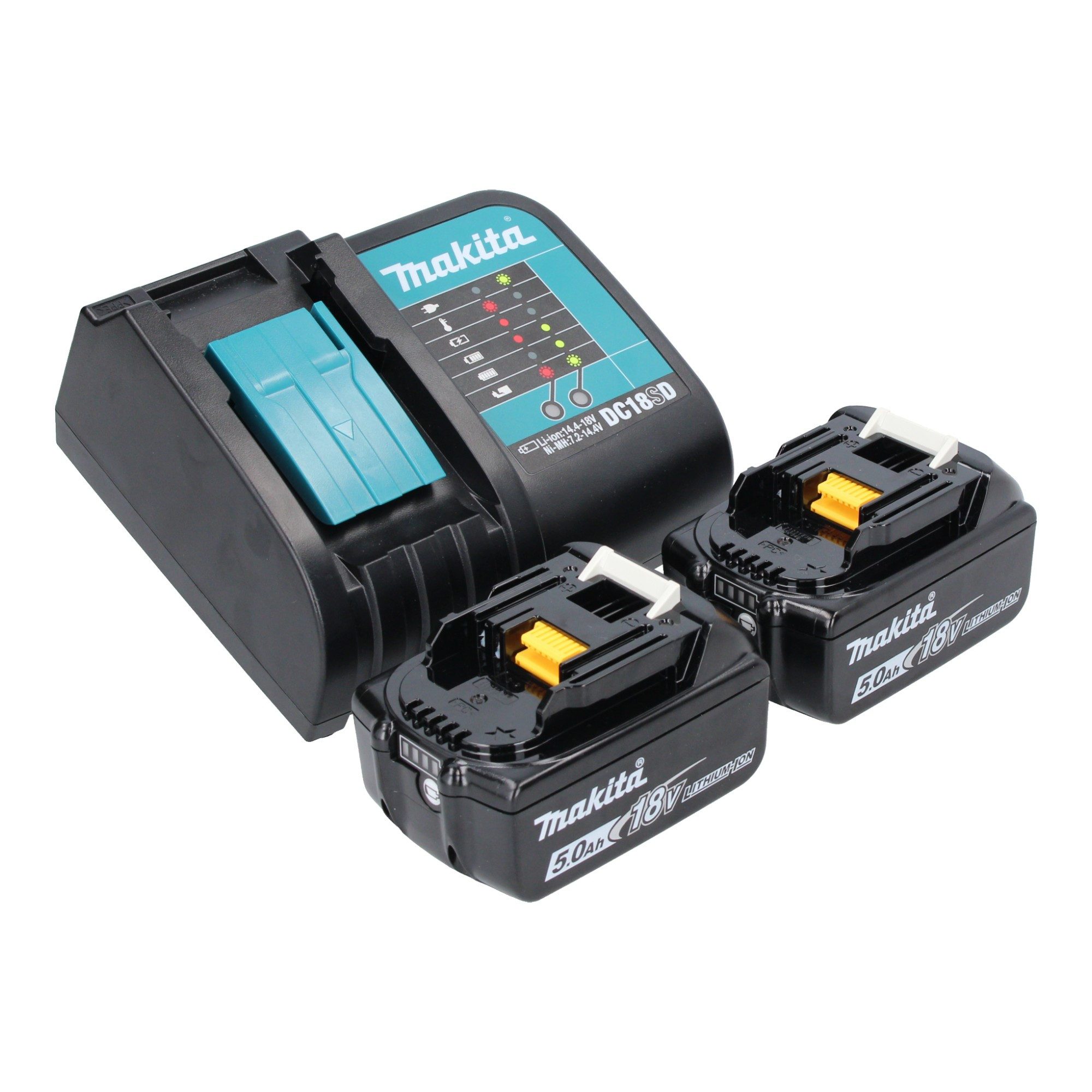 Makita Baustrahler DML 808 ST Akku Handstrahler 14,4 / 18 V 190 lm LED + 2x Akku 5,0 Ah