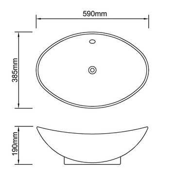 vidaXL Waschbecken Luxuriöses Keramik Waschbecken Oval Schwarz