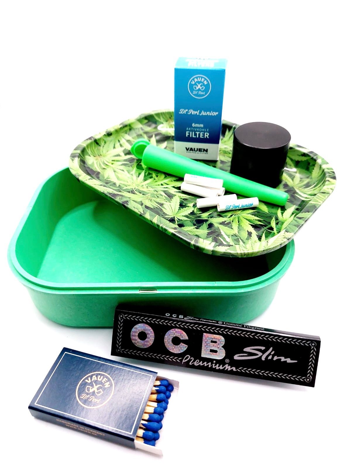 meytrade Kreativset Cannabis Box Grinder,Tablett, 6mm Filter, OCB Blättchen,Jointhülle, (6 teilig), Geschenkidee mit viel Zubehör