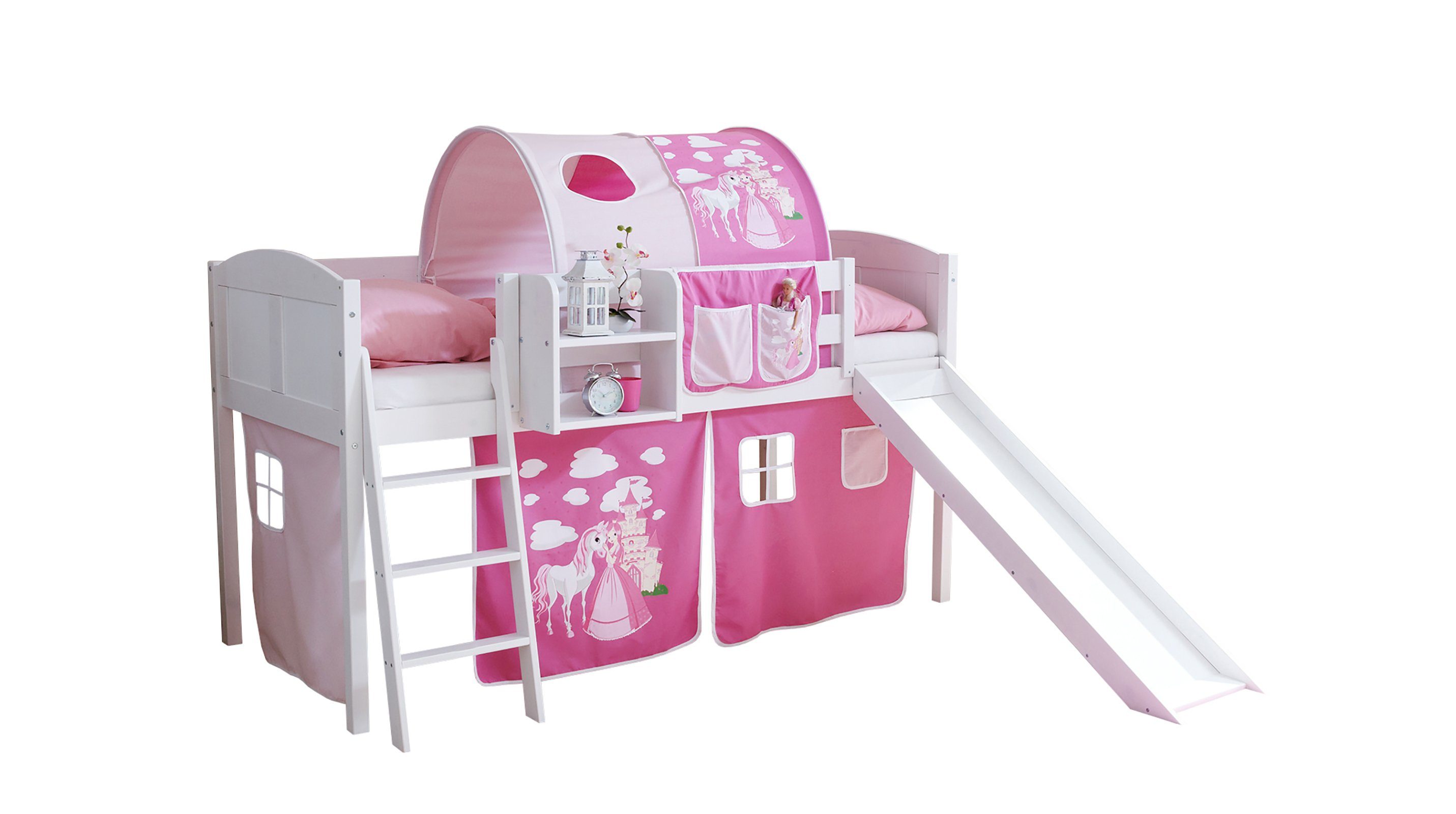 Hochbett Hochbett mit Rutsche Rutschbett "Ekki" Country