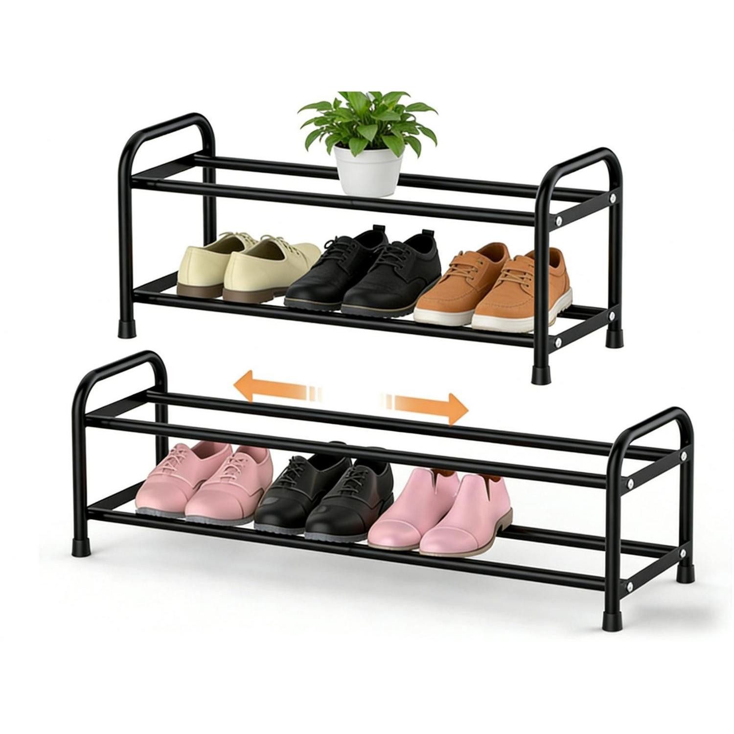 LuxusKollektion Schuhregal Schuhregal 2 Ebenen verstellbar 42-78cm