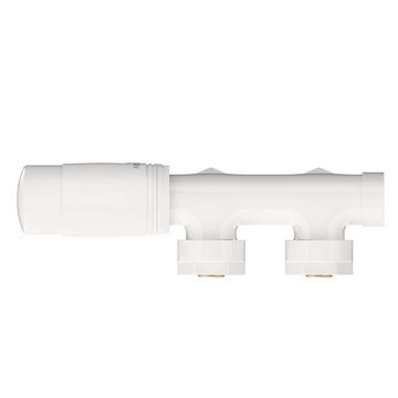 Aquabad® Heizkörperthermostat Multiblock Anschlussgarnitur 50mm Mittelanschluss, Weiß - Eck