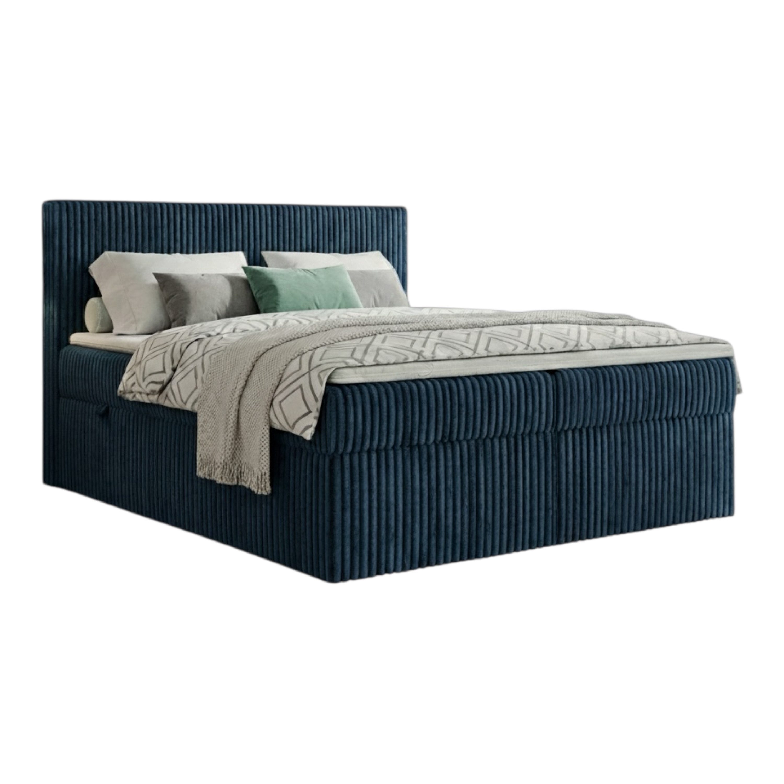 A&J MöbelLand GmbH Boxspringbett RALF mit Bettkasten, Topper und gepolstertem Kopfteil. (Boxspringbett mit Bettkasten und gepolstertem Kopfteil)