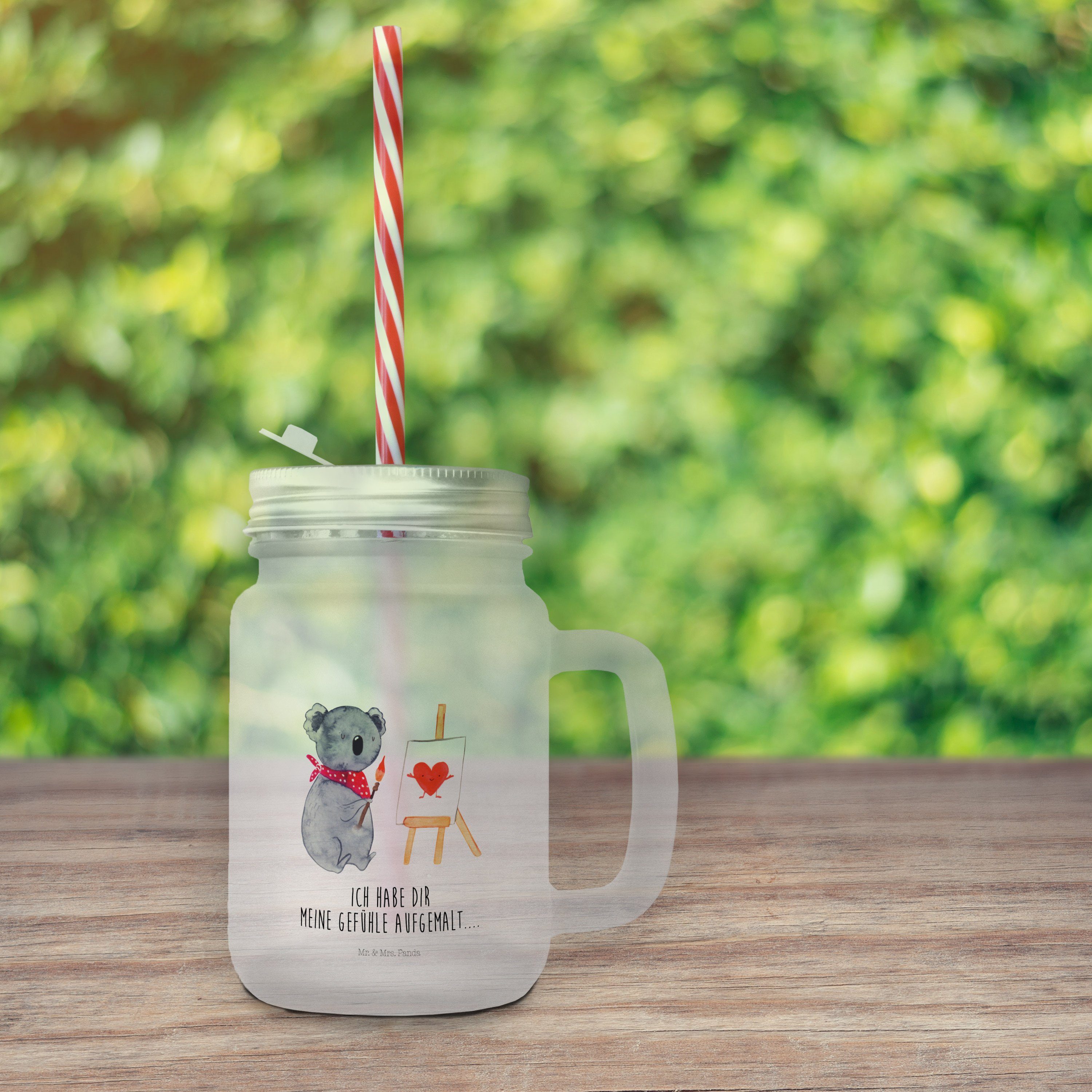 Premium Liebesgeschenk, - & Koala - Ma, Geschenk, Panda Transparent Glas Mr. Glas Mrs. Koalabär, Künstler