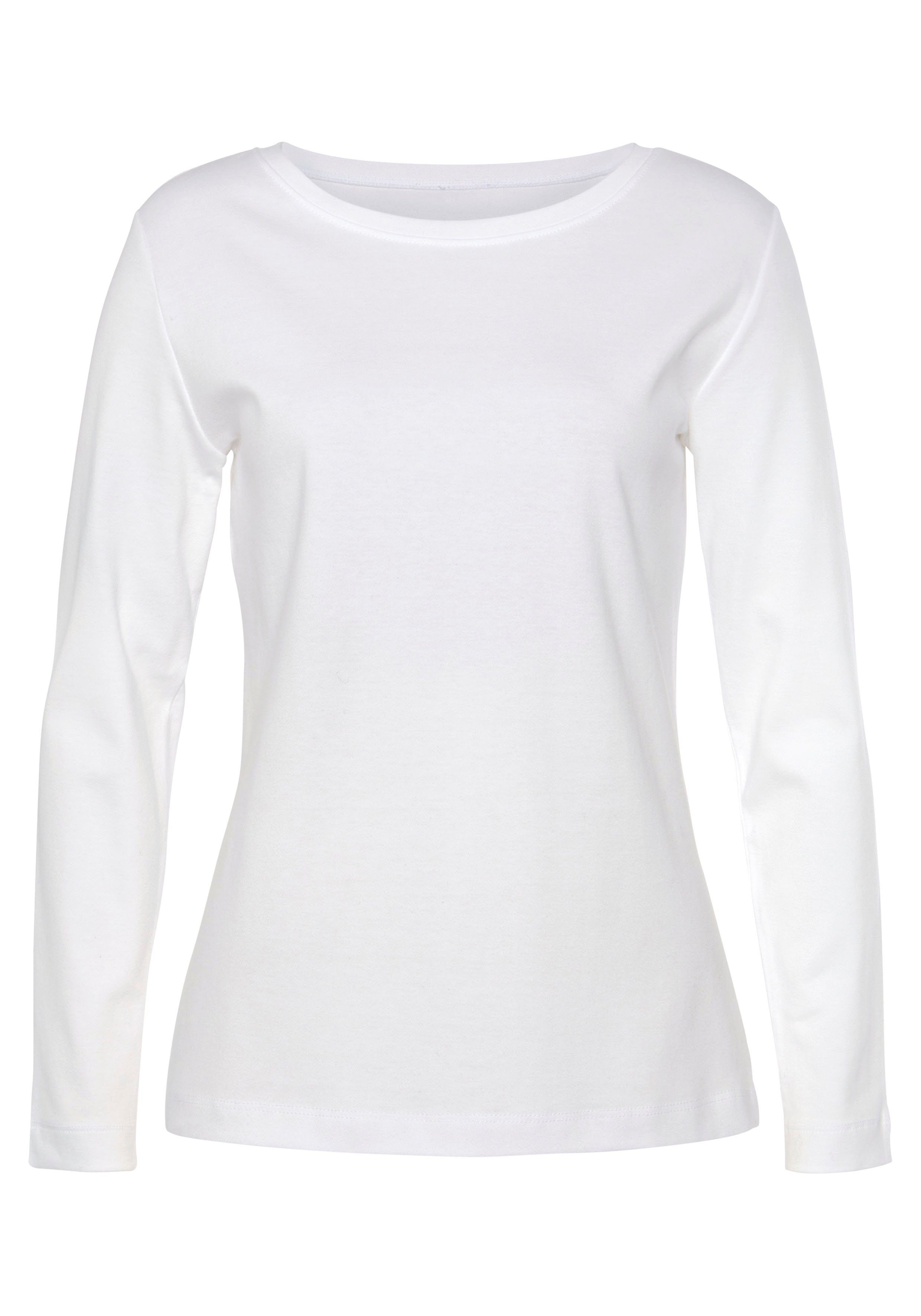 Vivance Langarmshirt aus reiner Baumwolle (2er-Pack) aus luftiger Interlock-Qualität