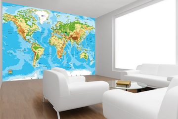 WandbilderXXL Fototapete Physical Worldmap, glatt, Weltkarte, Vliestapete, hochwertiger Digitaldruck, in verschiedenen Größen