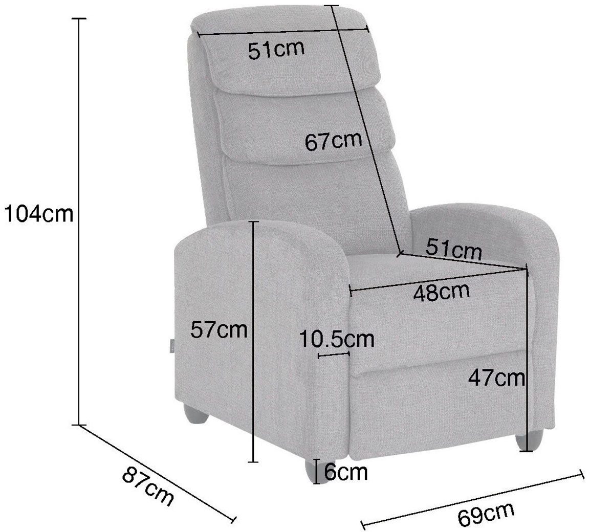 Home affaire Relaxsessel BERVILLE, TV-Sessel, Ruhesessel mit Schlaffunktion, Webstoff, Liegesessel mit manueller Relaxfunktion