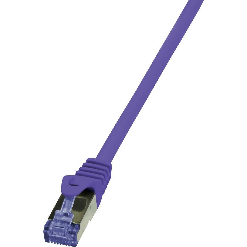 LogiLink ® Patchkabel Cat.6A 500MHz S/FTP PIMF PrimeLine 10.0 m CQ309VS LAN-Kabel, (10.00 cm), Flammwidrig, Halogenfrei, mit Rastnasenschutz