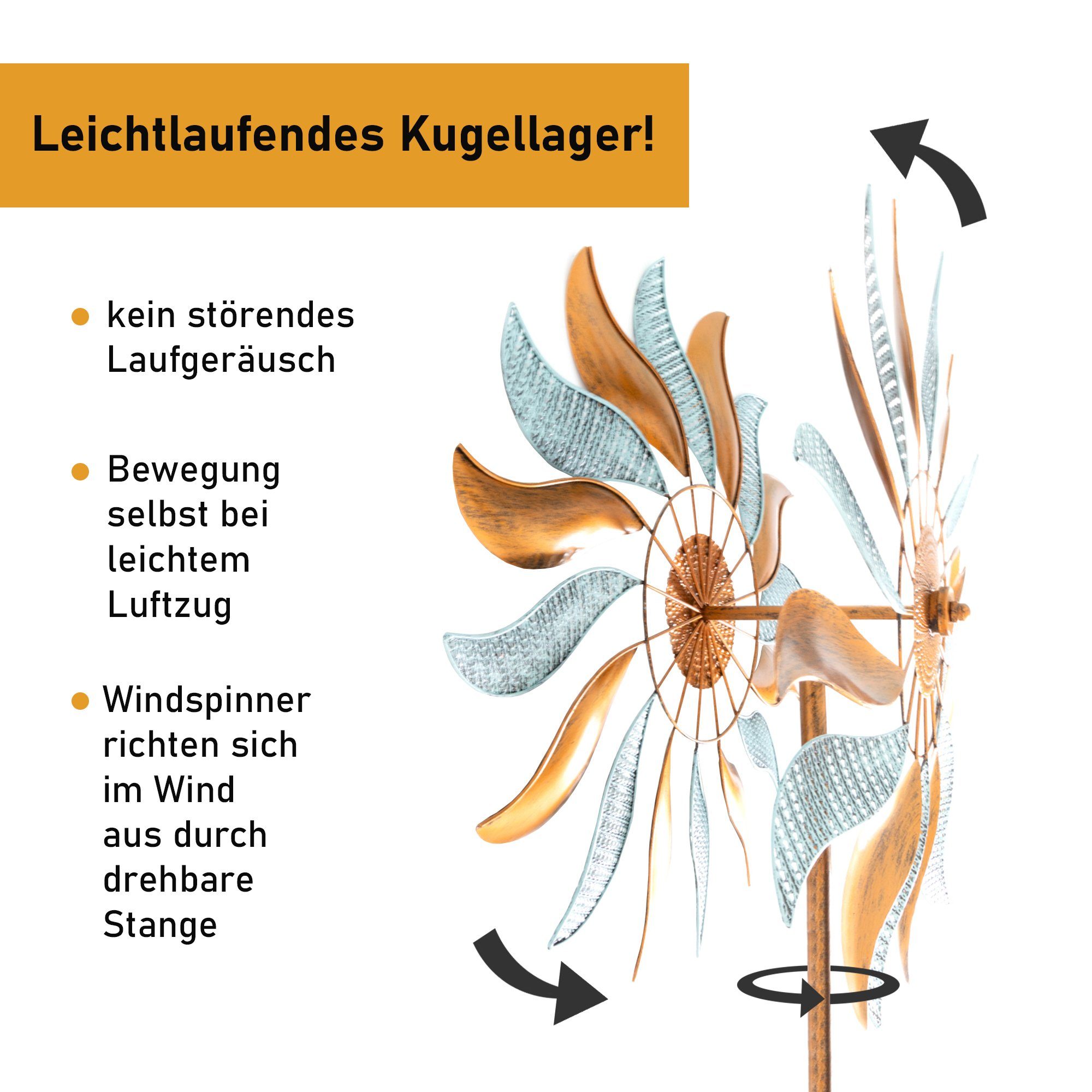 Lemodo Windspiel Windrad "Fire Flower", richtet sich nach dem Wind aus