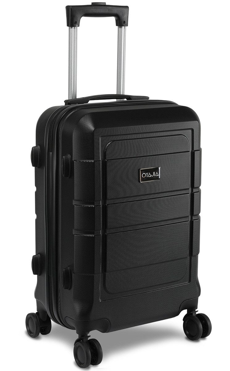 oyajia Koffer Handgepäck Koffer 20 Zoll, Leicht ABS Hartschale mit Zahlenschloss, Trolley Reisekoffer mit 4 Rollen, Stabilem Eisen-Teleskopgriff,Schwarz