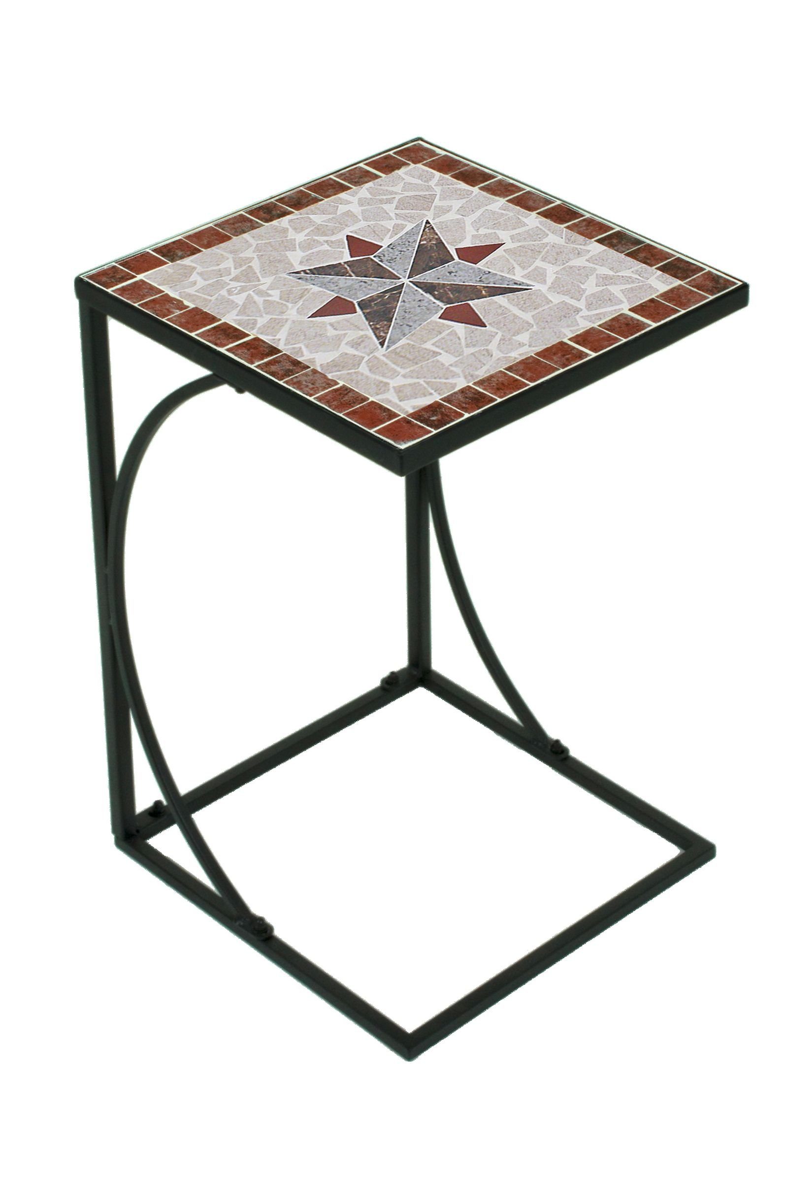 Gravidus Beistelltisch Beistelltisch AMARILLO Metall Mosaik Gartentisch Braun Grau