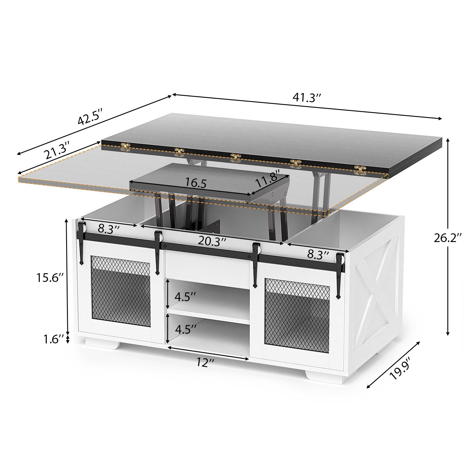 VOWNER Couchtisch 3-in-1-Multifunktions-Wohnzimmertisch, höhenverstellbar, günstig online kaufen