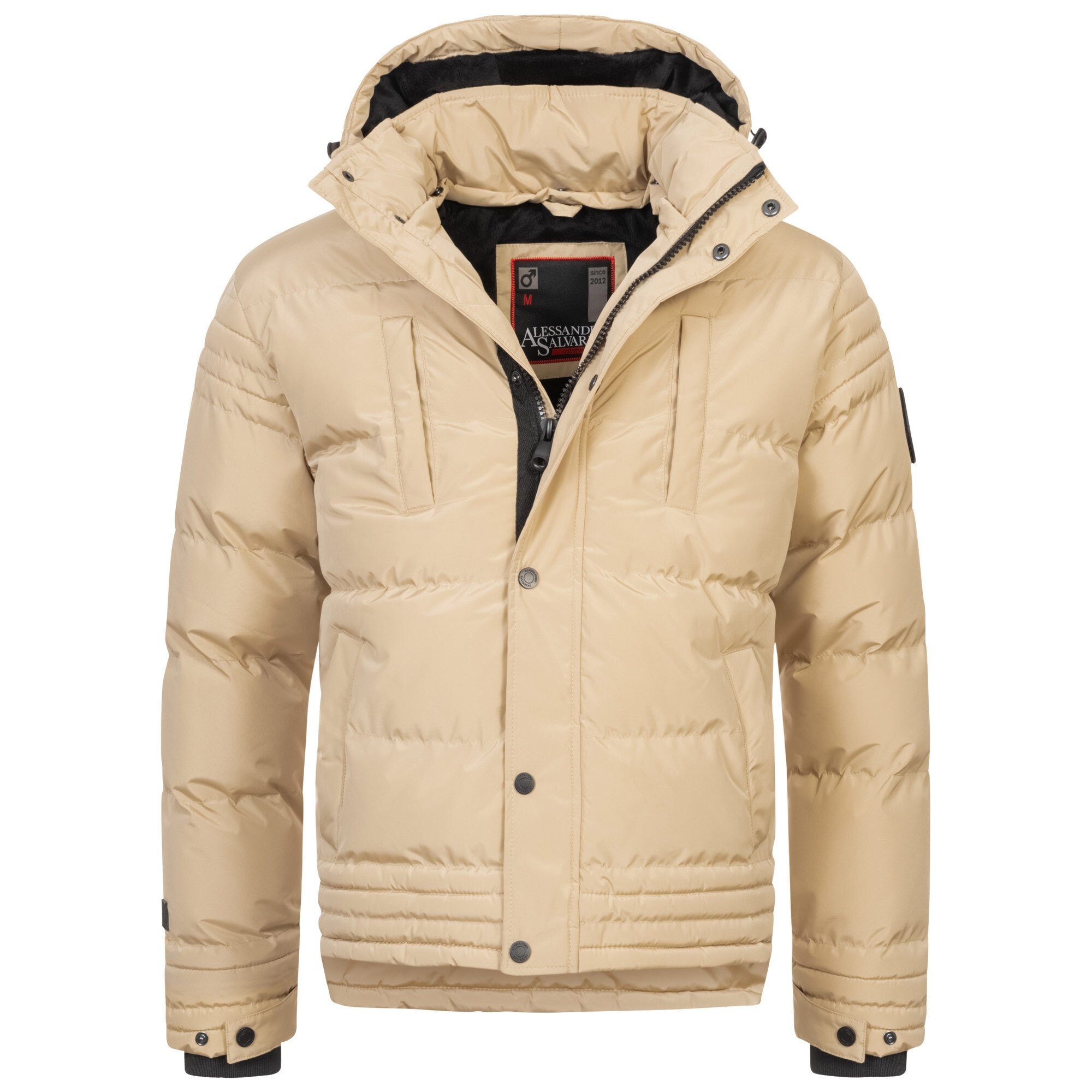 Winterjacke und Alessandro ASFabiano Beige warmem abnehmbarer mit Kapuze Salvarini Teddyfell