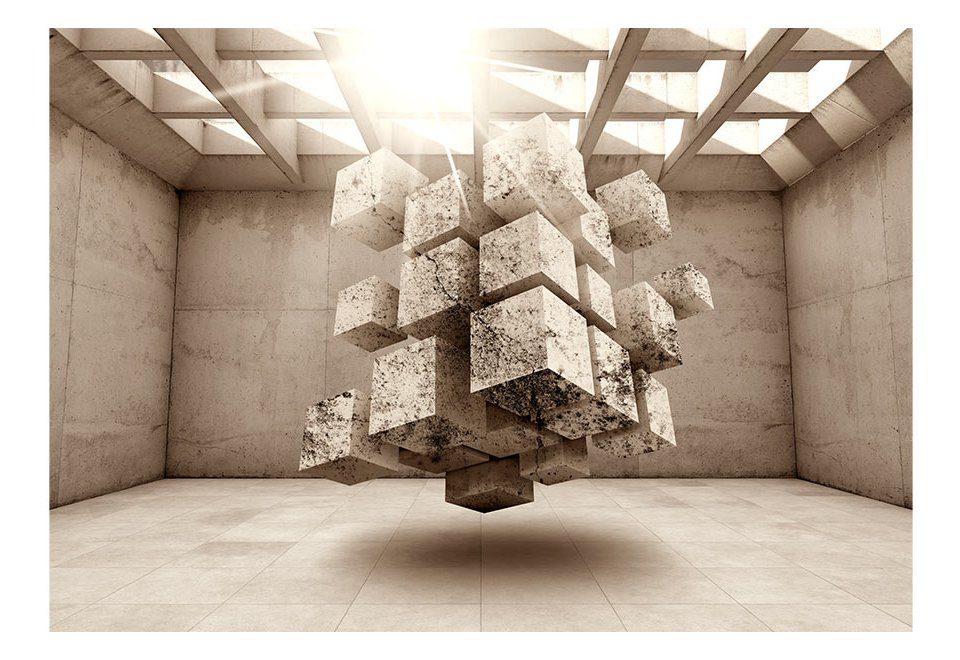 KUNSTLOFT Vliestapete Cubic Hideout 2x1.4 lichtbeständige m, halb-matt, Design Tapete