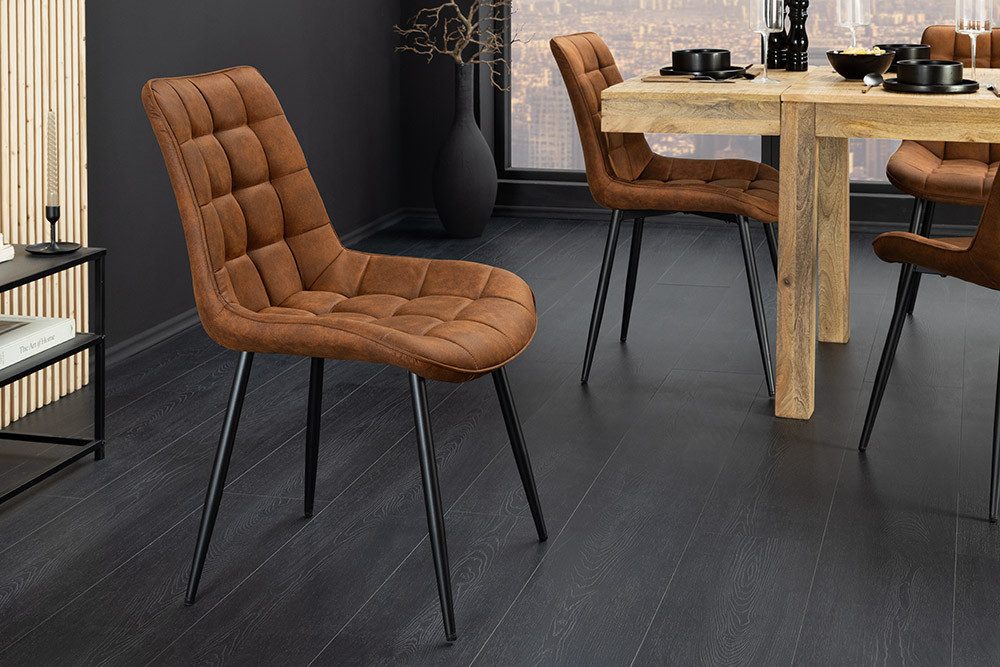 riess-ambiente Esszimmerstuhl ROADSTAR cognac / schwarz - Microfaser, Metal günstig online kaufen