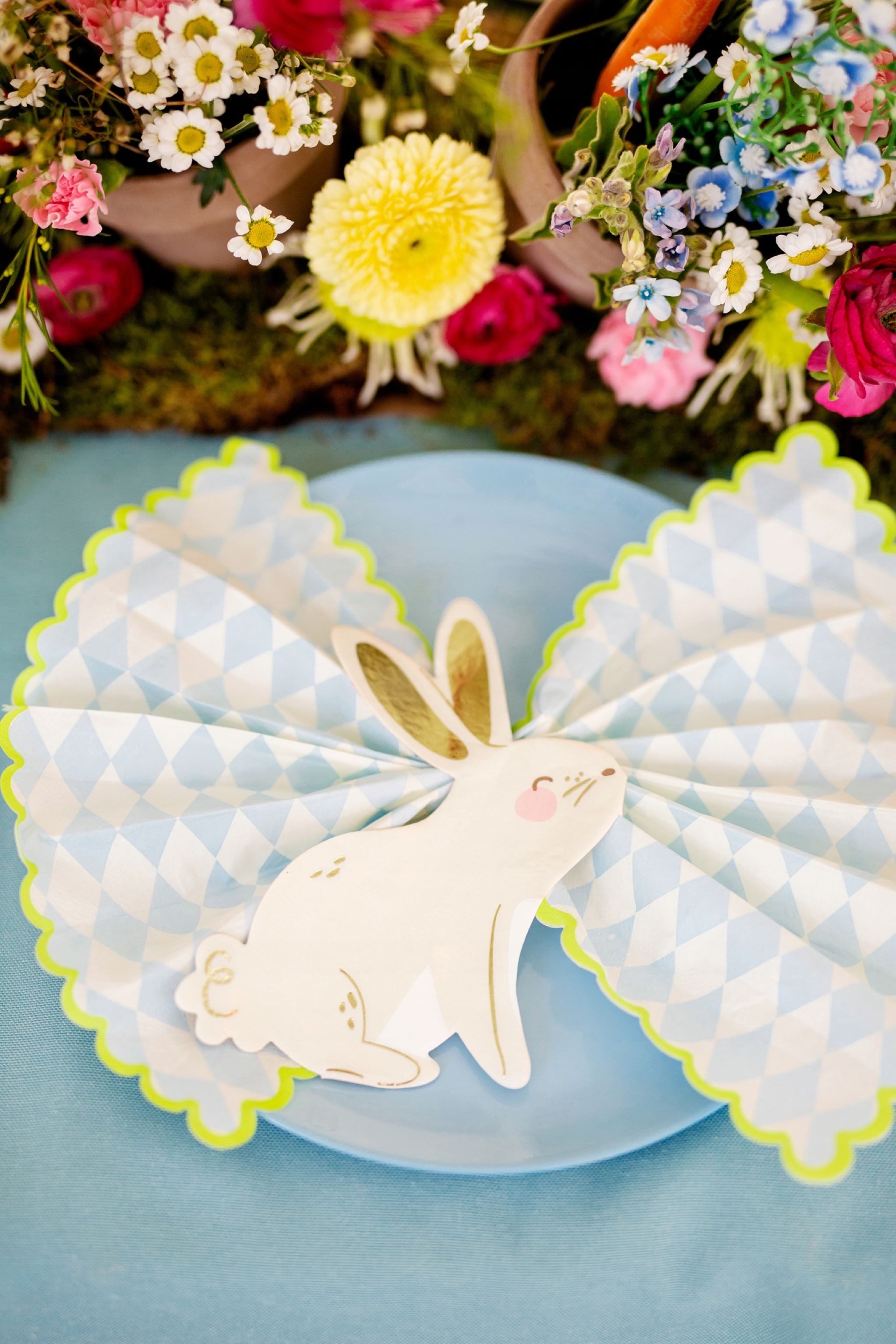partydeco Papierserviette Bunte Einweg-Papierservietten mit Hasenmotiv - ideal für Ostern