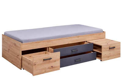 ebuy24 Bett Liora Bett 90x200cm grau, Artisan Eiche dekor.