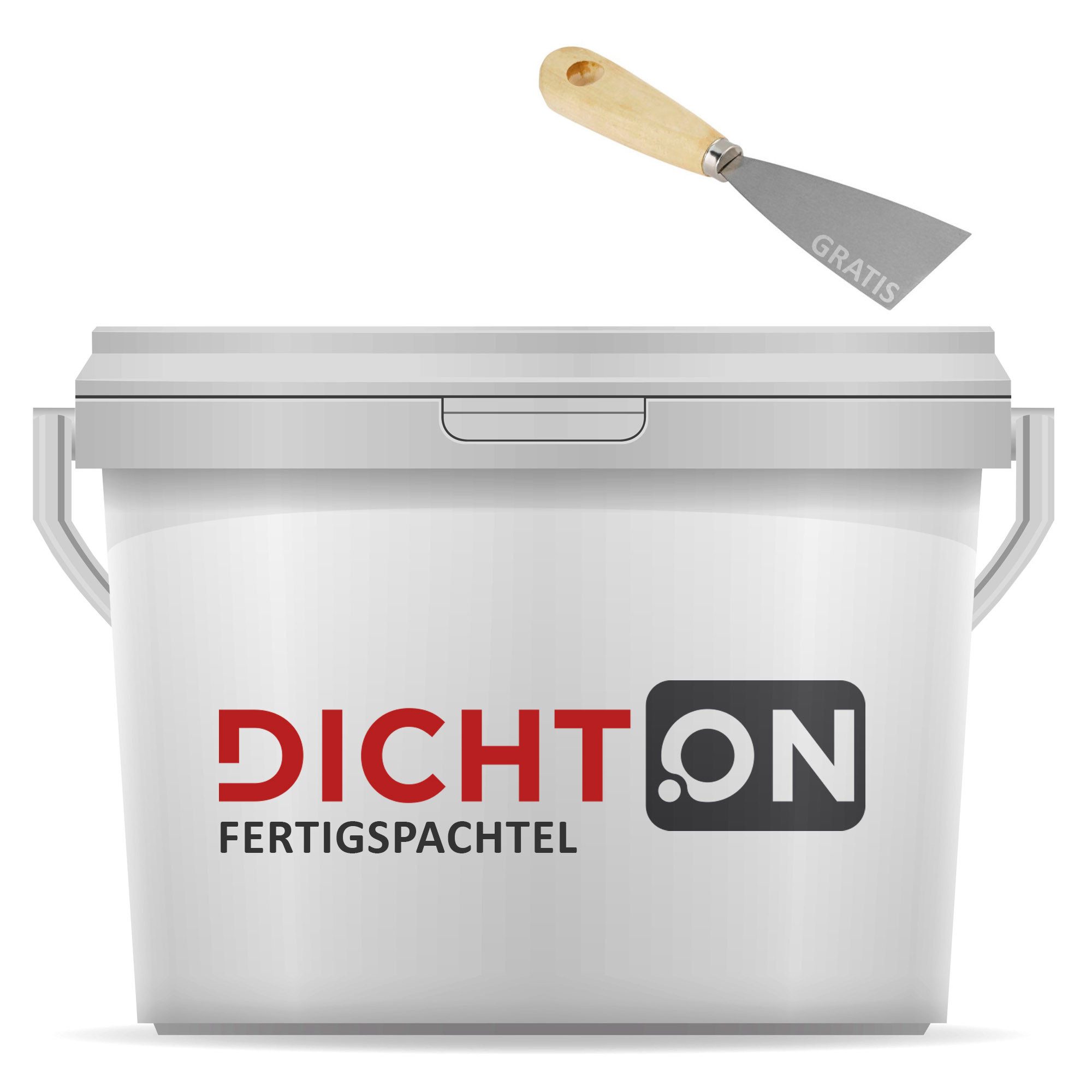 DICHTON Fertigspachtel D.50W, kunstharzgebunden, gebrauchsfertig, (Set, inkl. Spachtel), Feinspachtel, Flächenspachtel, Füllspachtel Putz Beton Spachtelmasse