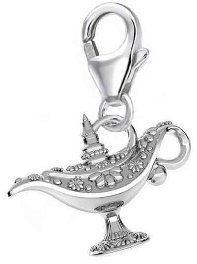 Goldene Hufeisen Charm-Einhänger kleine Wunderlampe Karabiner Charm Anhänger Bettelarmband 925 Silber (inkl. Etui), für Gliederarmband oder Halskette