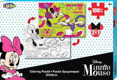 Diakakis Steckpuzzle 2in1 Malpuzzle Minnie Mouse 100-tlg. 49x36 cm, Puzzleteile