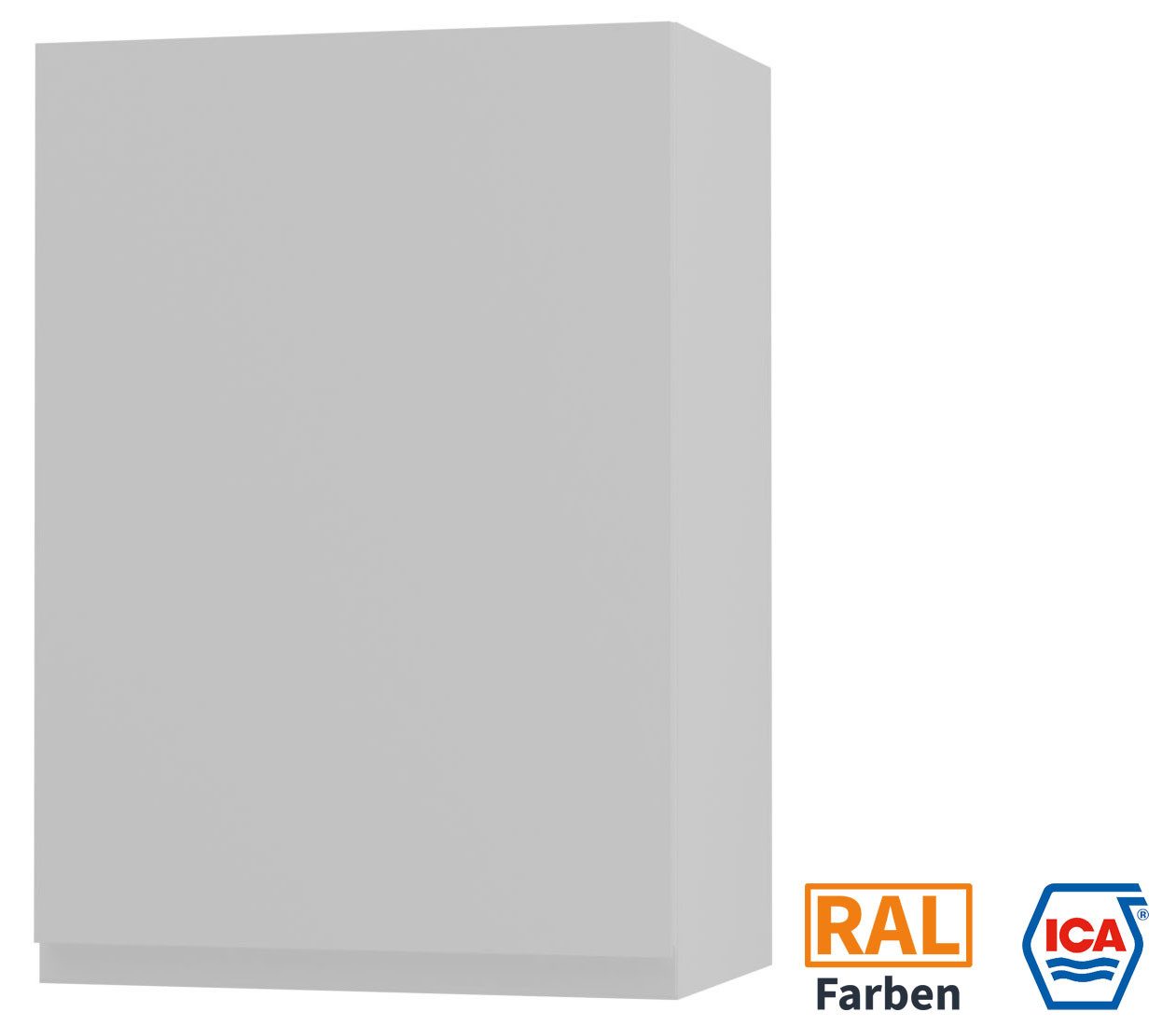 Feldmann-Wohnen Klapphängeschrank Florence (W2/50, 1-türig, 2 Einlegeböden, 1-St., puristische, grifflose Optik, lackierte Fronten, B/T/H 50x32,5x72cm) Weiß / RAL/ICA Wunschfarbe Türanschlag links