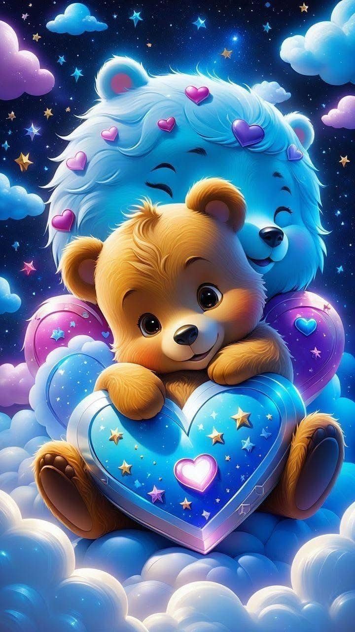 Rötting Design Malen nach Zahlen BASTELIDEE 5d Diamond Painting Set Motiv Teddy im Traumland (Komplett-Set), Diamond Painting Vollbild, Lieferung enthält alle Utensilien