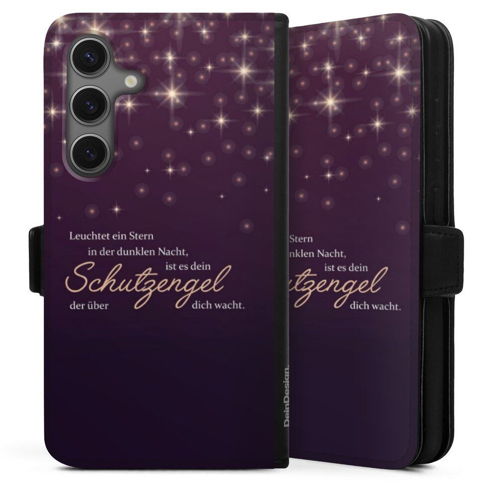 DeinDesign Handyhülle Schutzengel Sprüche Spruch Schutzengel, Samsung Galaxy S25 Hülle Handy Flip Case Wallet Cover