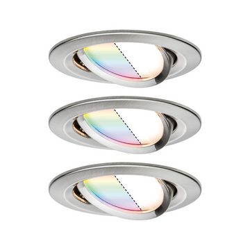 Paulmann LED Einbauleuchte Smartes Zigbee 3.0 LED Starter Set Nova Plus Coin in Eisen-gebürstet, keine Angabe, Leuchtmittel enthalten: Ja, fest verbaut, LED, warmweiss, Einbaustrahler, Einbauleuchte
