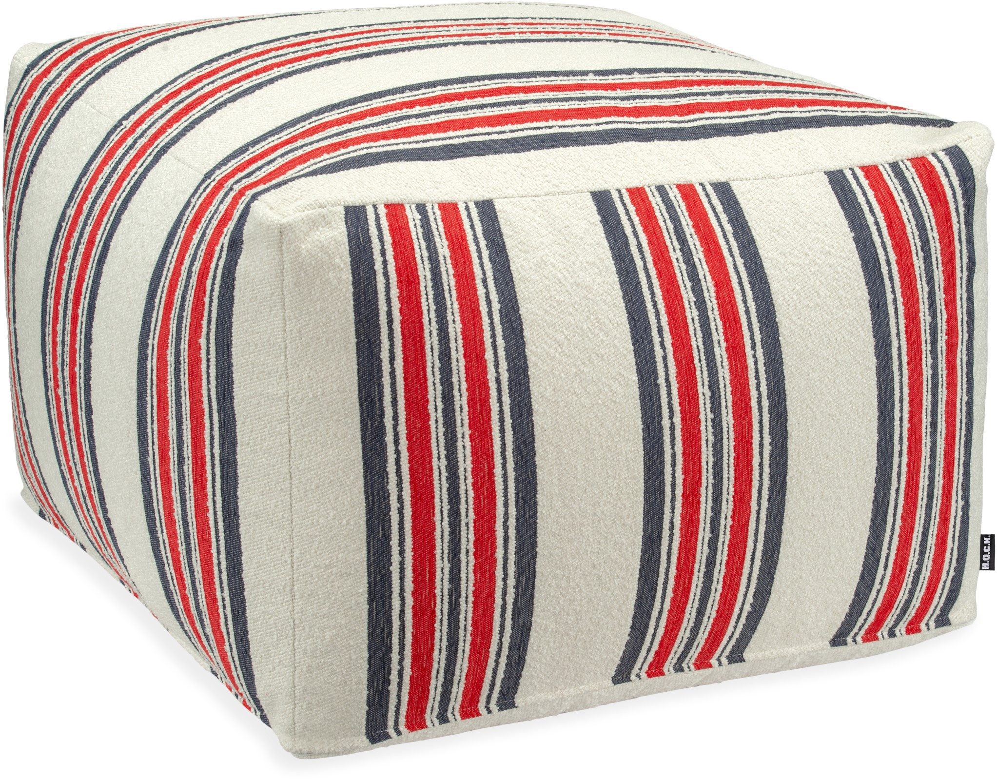 H.O.C.K. Sitzhocker H.O.C.K. Sera Duo Hocker Bean Cube 60x60x40cm rot blau Doppelstreifen, Hocker, Barhocker & Sitzhocker, Schminktischhocker, Wohnzimmer Hocker