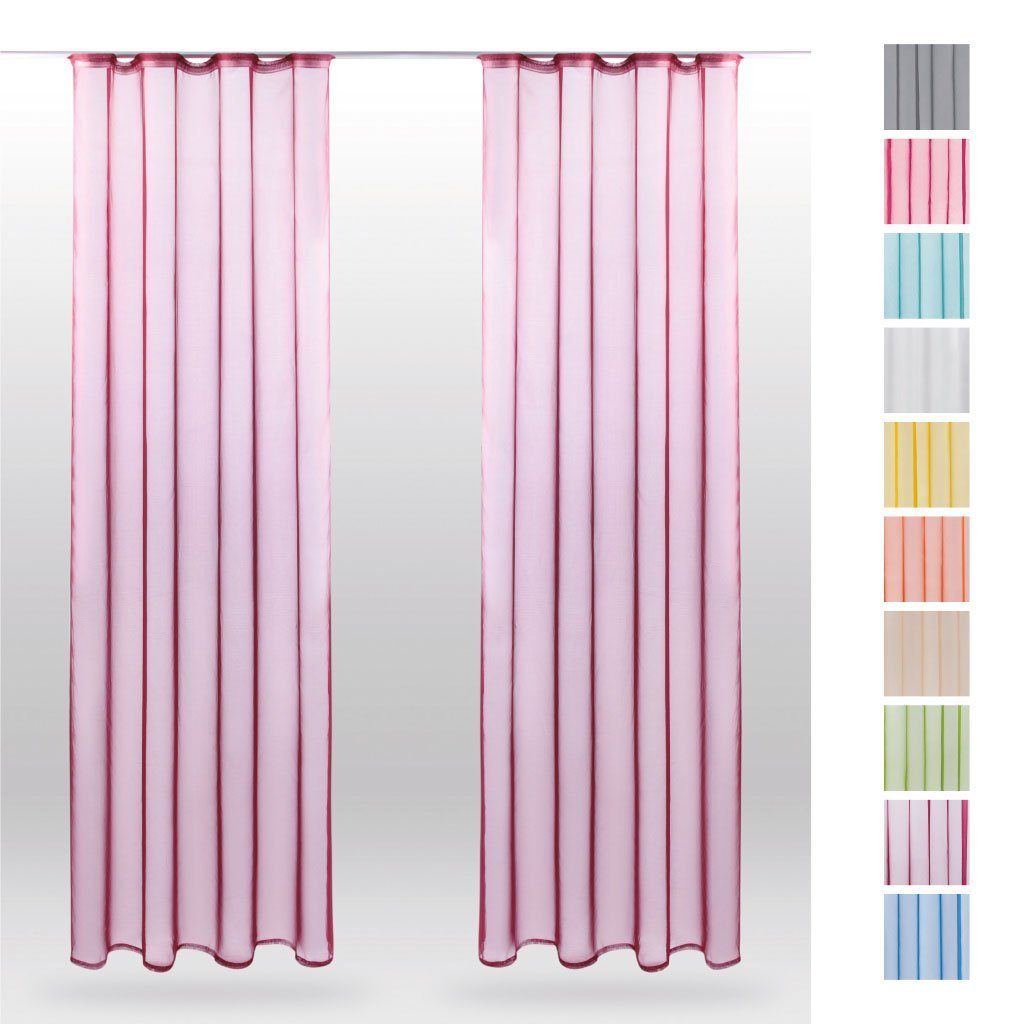 Bestlivings Vorhang (2 St), Kräuselband, transparent, Voile, Gardinenset "Transparent" mit Universalband