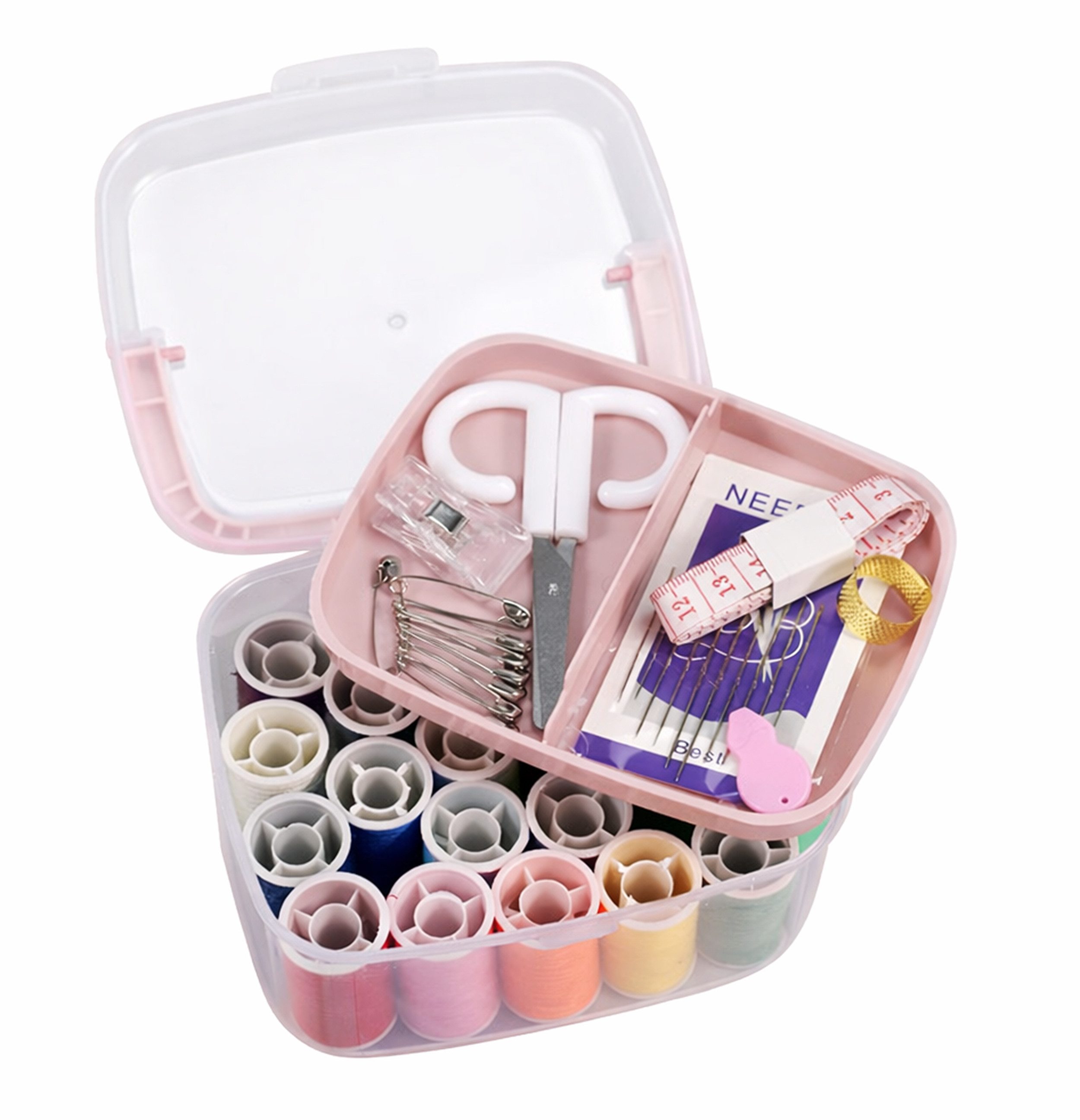 EDCO Nähkorb NÄHSET 43-tlg mit tragbarer Box Nähbox Reisenähset Nähkorb Nähzeug 22 (43 St), Nähzubehör Nadeln Garn Schere