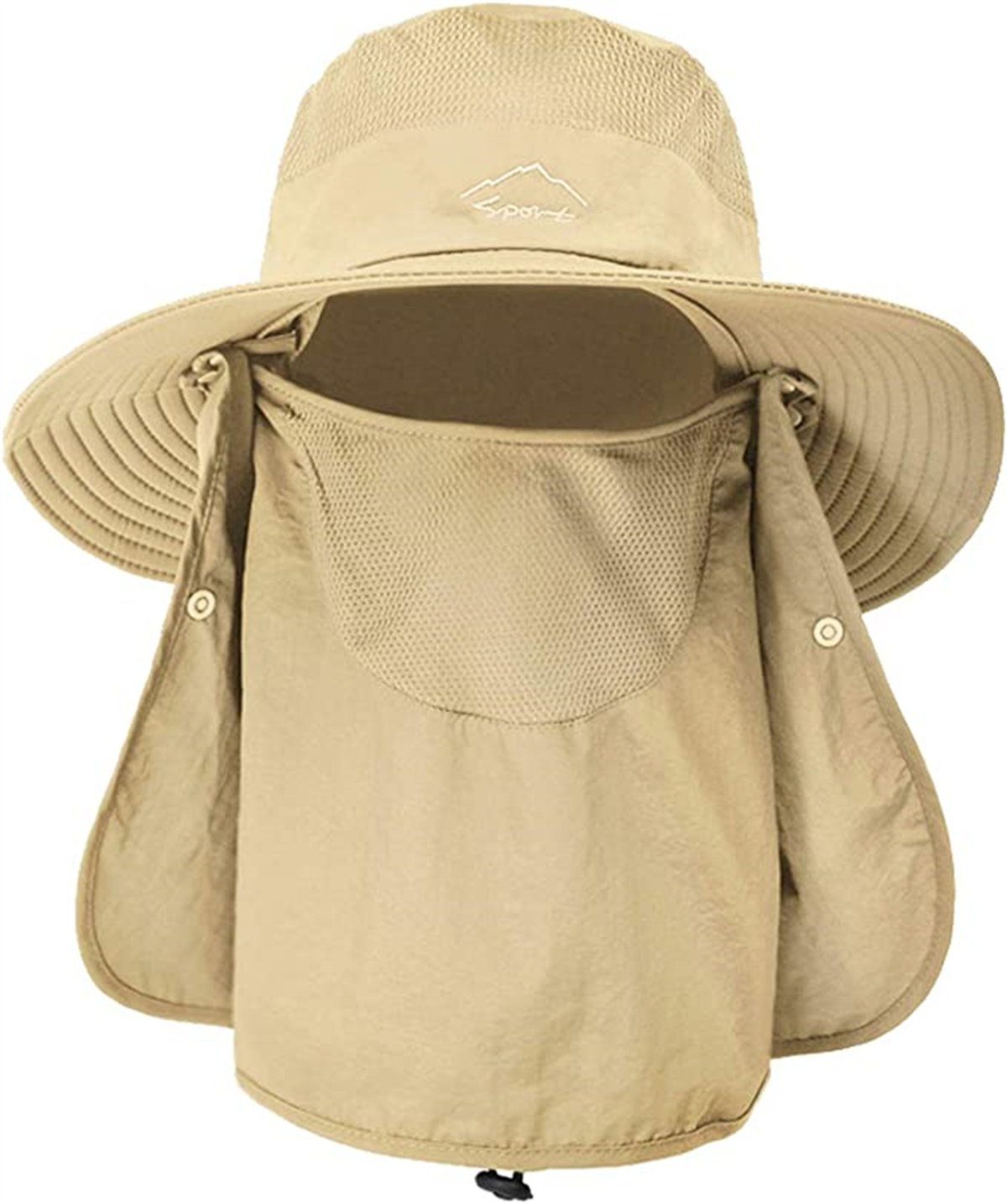 Khaki mit Faltbar Sonnenhut Gesichtsbedeckung XDeer Anglerhut,Sonnenschutz Nackenklappe Sonnenhut Wanderhut SafariHut,Schlapphut,Schlapphut