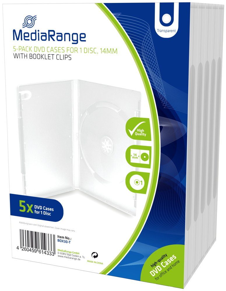 Mediarange CD-Hülle »BOX30-T MediaRange DVD-Case für 1 Disc, 14 mm,  transparent (5)«