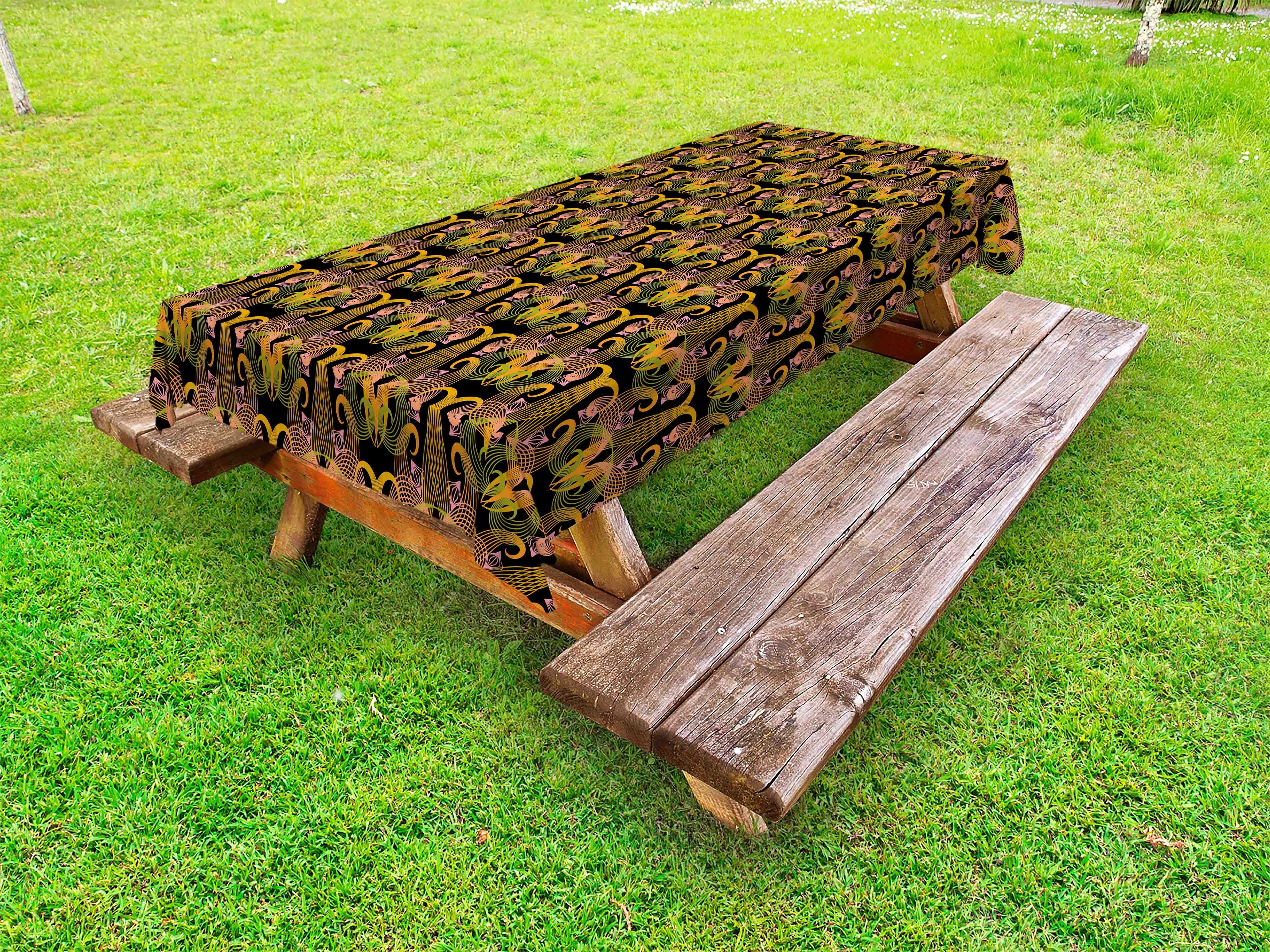 Abakuhaus Tischdecke dekorative waschbare Picknick-Tischdecke, Herbst-Damast Antike Swirl Formen