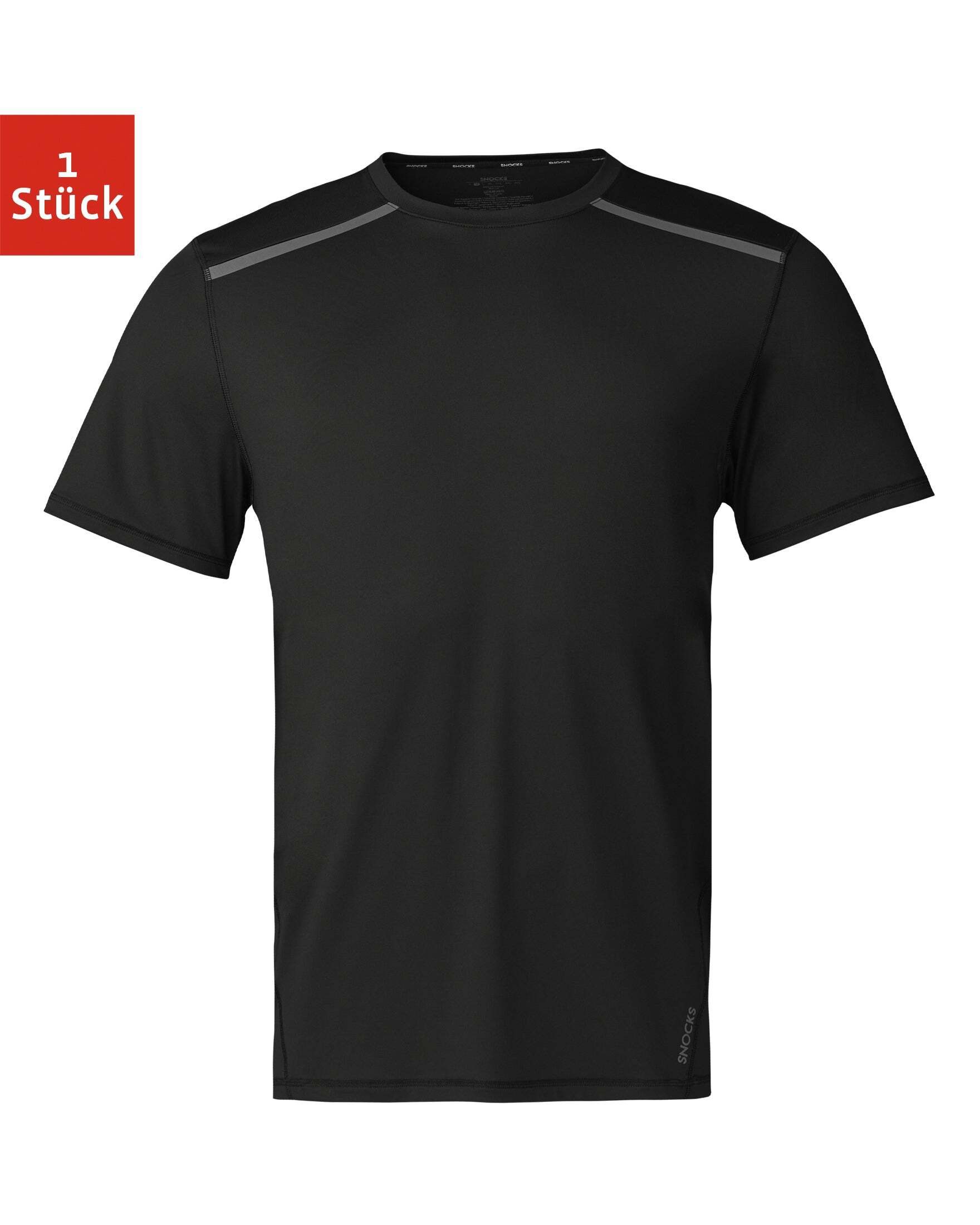 SNOCKS Trainingsshirt Trainingsshirt mit Reflexstreifen Herren (1-tlg) ohne kratzenden Zettel, schnelltrocknend und komfortabel