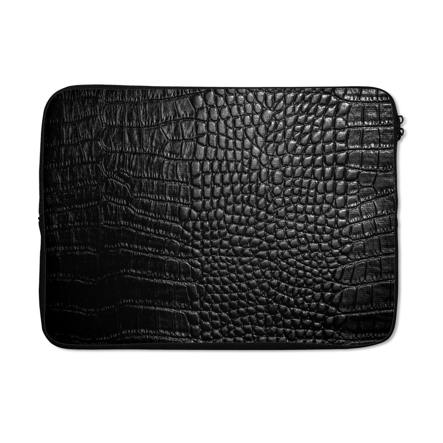 MuchoWow Laptop-Hülle Leder - Textur - Schwarz - Grau 13.3 Zoll, Laptopsleeve, weiches Innenfutter zum Schutz Kratzern, Laptoptasche