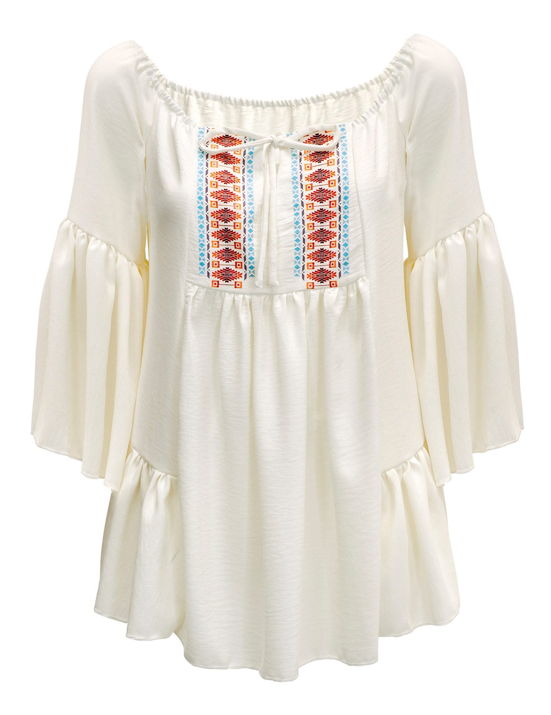 Widmann S.r.l. Kostüm Hippie Damenshirt Bluse 60er Jahre Ethno Stil