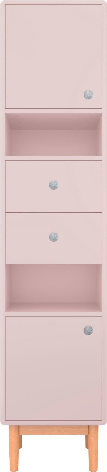 TOM TAILOR HOME Hochschrank Eiche, mit Türen & Breite mit 2 cm Schubladen, BATH Push-to-Open,Füße 2 40 rose COLOR