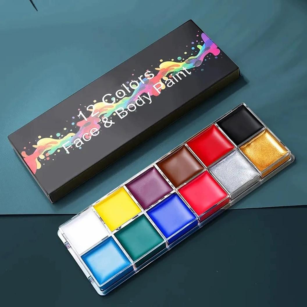 DEBAIJIA Theaterschminke 12 Farbe Gesichtsbemalungs-Set Theaterschminke Halloween-Party-Make-up