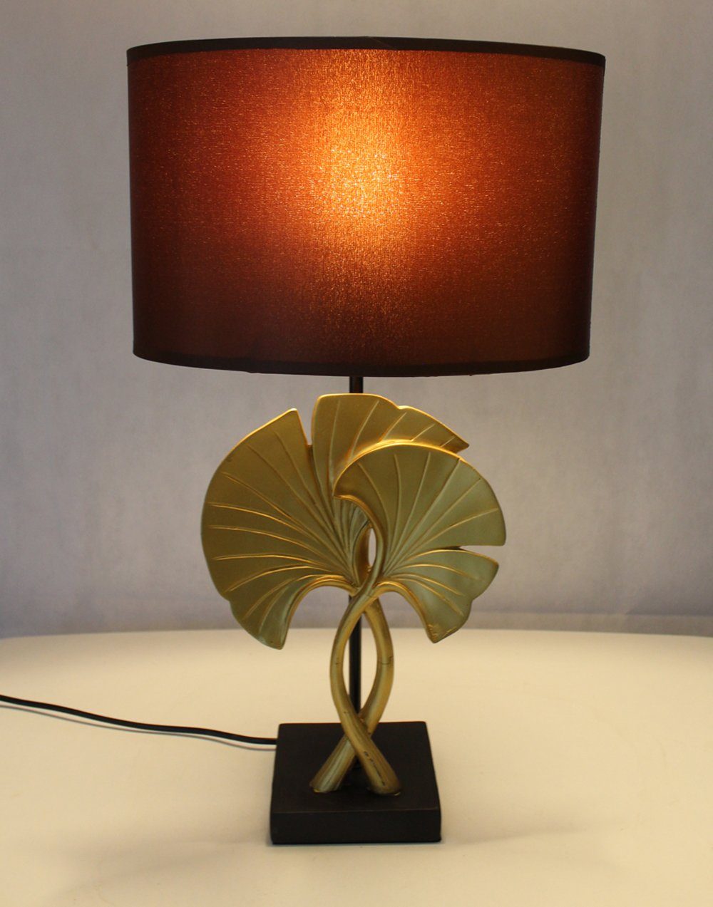 Arnusa Tischleuchte »mit Blätter Decor Gold-und Kupferfarben 53cm  Tischlampe Lampe«, An-Aus, ohne Leuchtmittel, Dekorative Lampe Dekoleuchte