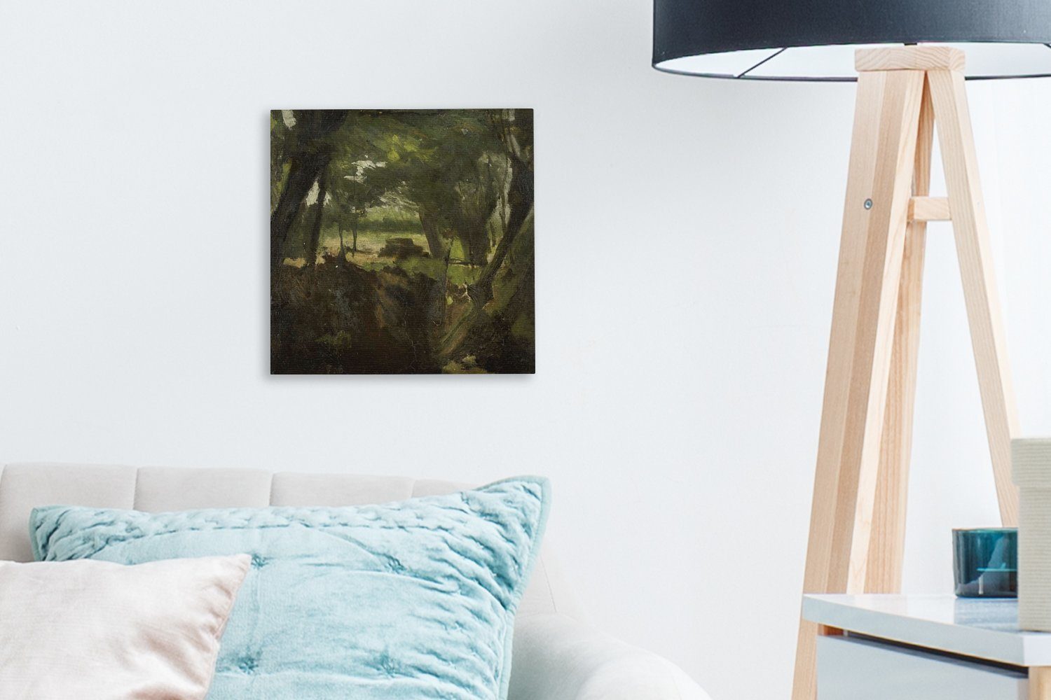 OneMillionCanvasses® Leinwandbild für Wohnzimmer Bilder - Hendrik Gemälde von Waldansicht George Leinwand Schlafzimmer St), (1 Breitner