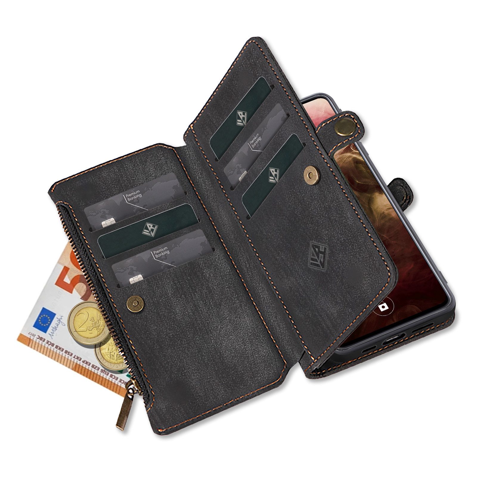 Tec-Expert Handyhülle Geldbörse Hülle mit RFID Schutz für Samsung Galaxy A56 5G 6.7 Zoll, 6.7, Klapphülle Cover Case mit Kartenfach Geldfach Münzfach – Bild 5 von 5