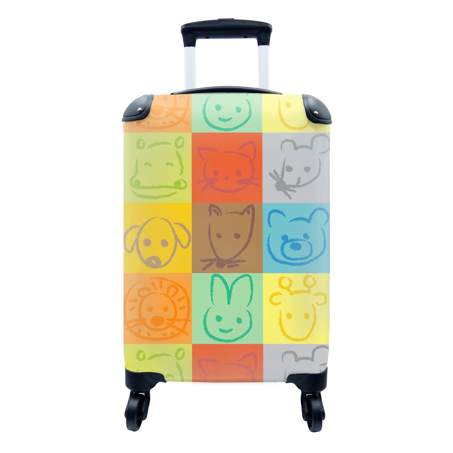 MuchoWow Handgepäckkoffer Tiere - Muster - Kinder - Regenbogen, 4 Rollen, Reisetasche mit rollen, Handgepäck für Ferien, Trolley, Reisekoffer