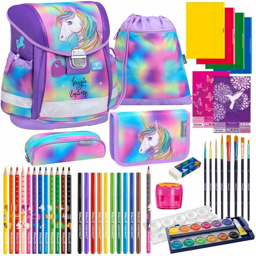 Schulranzen Belmil Schulranzen Set Classy Magic Rainbow Color Unicorn 14-teilig