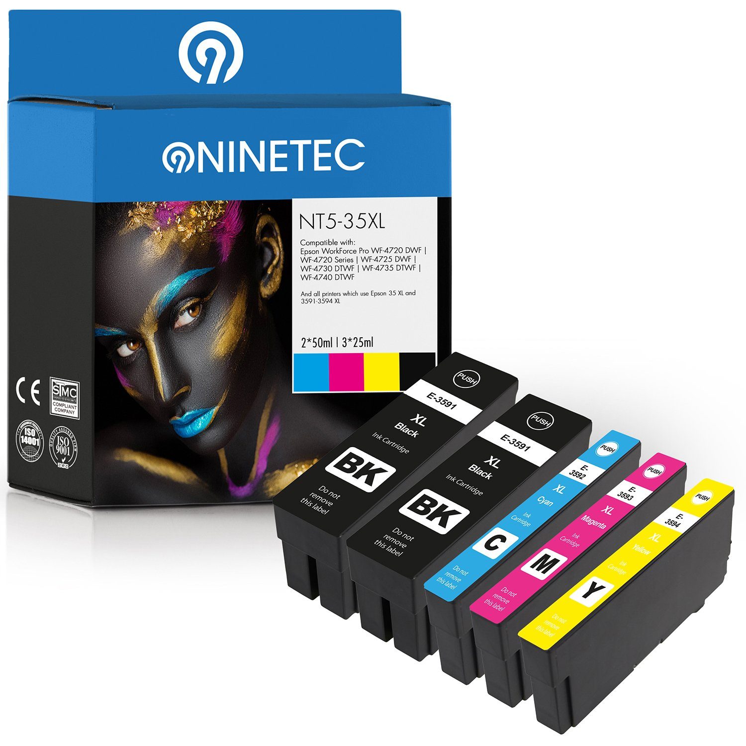 NINETEC T3591-T3594 Tintenpatrone 5er ersetzt 35XL Epson Set