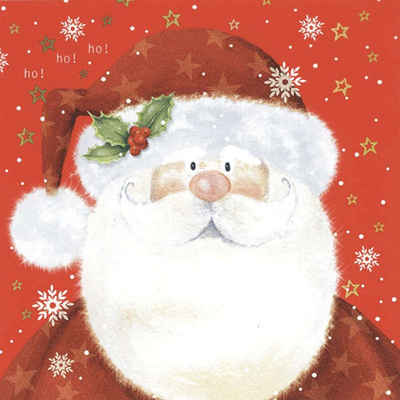 Linoows Papierserviette 20 Servietten Weihnachten Weihnachtsmann mit Sternen auf Rot, (Packung), Motiv Weihnachten Weihnachtsmann mit Sternen auf Rot