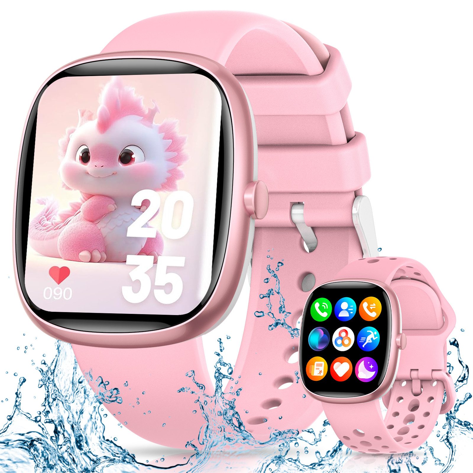 BANLVS 2025 Smartwatch Kinder,Kinder Geschenke für Jungen Mädchen 5-16 Jahren Smartwatch (3.81 cm/1,5 Zoll) Schrittzähler,Wecker,Kindergeschenke, IP68 wasserdichte Fitness Aktivitäts Tracker Uhr, Fitnesstracker 20 Sportmodi/Schrittzähler/Herzfrequenz/Schlafmonitor