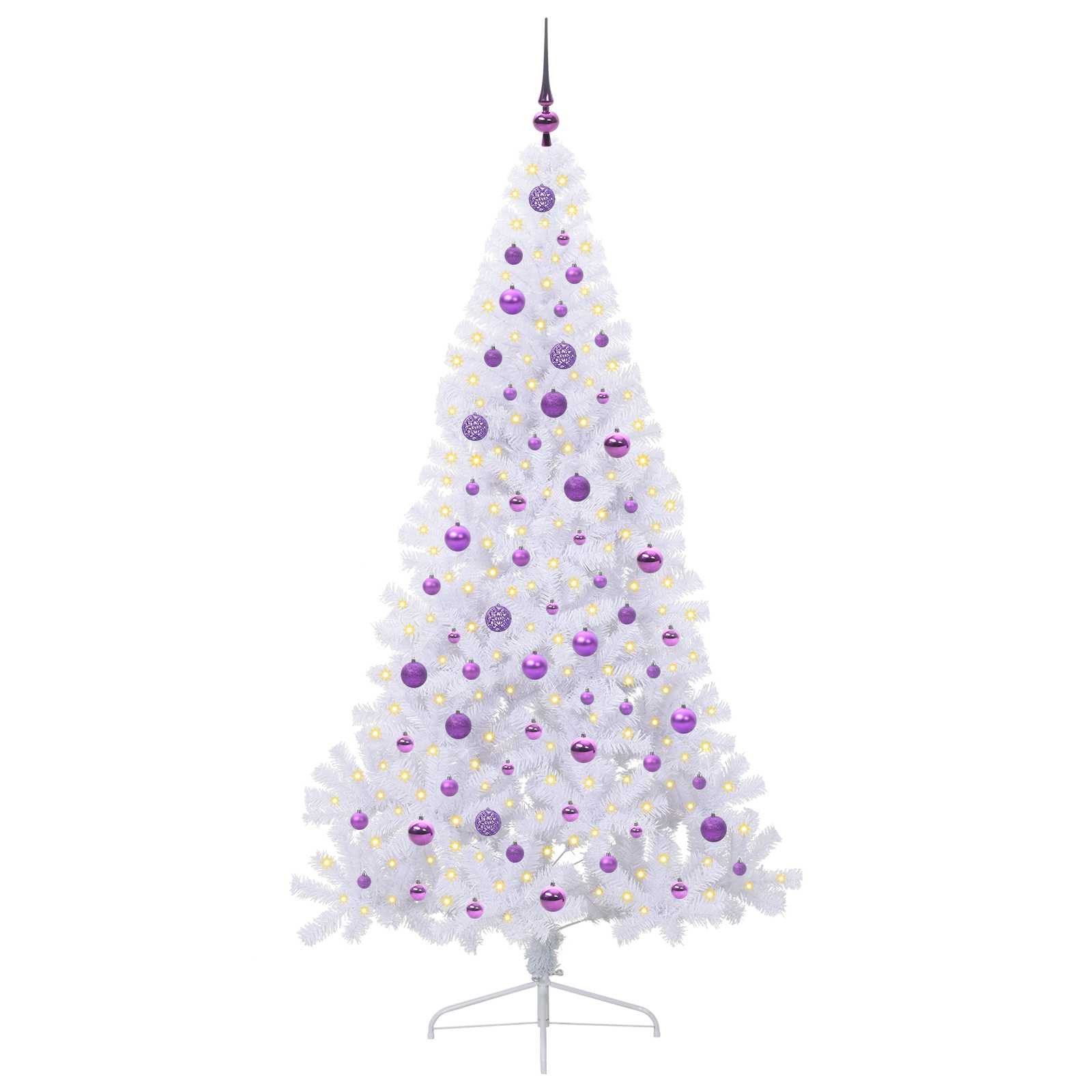 vidaXL Künstlicher Weihnachtsbaum Künstlicher Weihnachtsbaum Weiß 210 cm PVC und Stahl